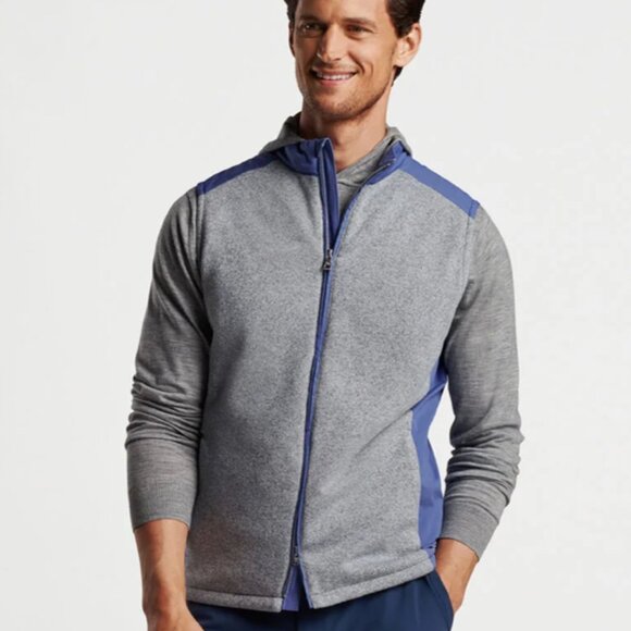 NWT!! Peter Millar Crown Crafted Cambridge Gale Gray/Blue Pearl Two-Way Zip Vest - Picture 4 of 12